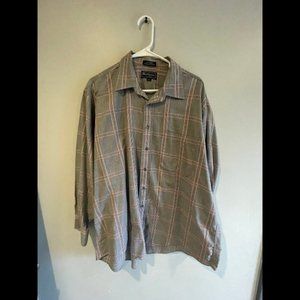 Burberry Button Up Long Sleeve Shirt Plaid BlackRedWhite Sz XL (46-48) #307